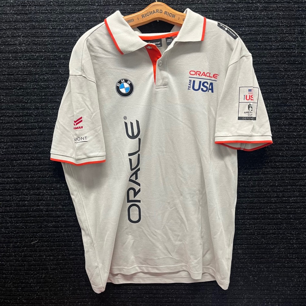 Sail Racing Oracle Team USA America's Cup BMW Polo Shirt Grey XXL Mens